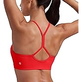 CRZ YOGA Butterluxe Womens High Neck Y Back Sports Bra - Padded Halter Racerback Spaghetti Thin Strap Workout Gym Top
