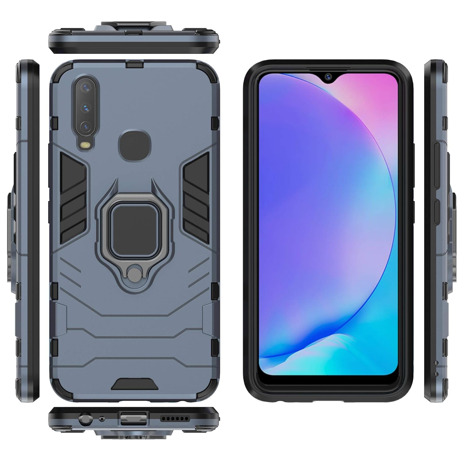 SONTY Kickstand Case for Vivo Y17 Case Heavy Duty with Built in Screen