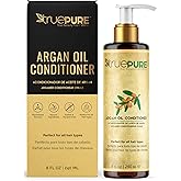 TruePure Argan Oil Conditioner (8 oz.) Deep Conditioner, Hair Treatment for Dry, Damaged Follicles, Split Ends | Sulfate, Paraben, Fragrance Free | For Men & Women | Made in USA