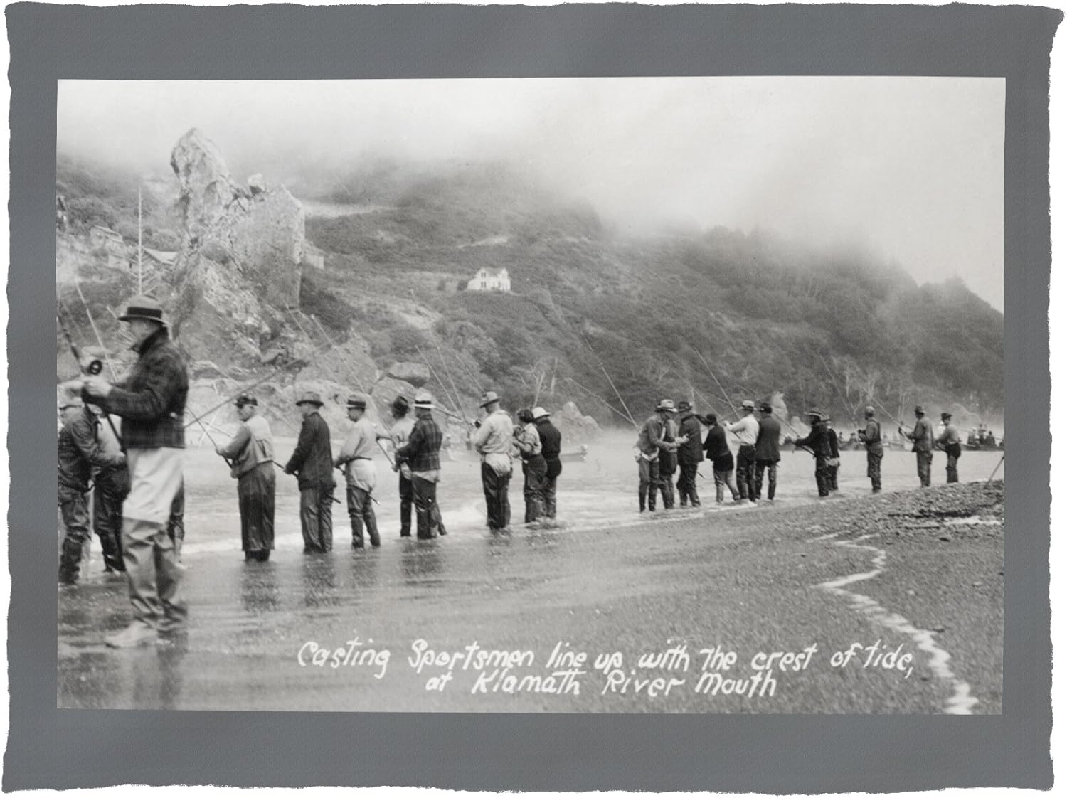 Lantern Press Eureka, California - View of Fishermen Casting at Klamath River Mouth 11198 (60x80 Poly Fleece Thick Plush Blanket)