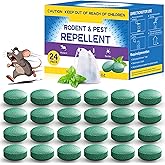 Mouse Rodent Repellent, 24 Pack Mouse Repellent Balls - Peppermint Lemon Oil Mice Repellent for Squirrel Rats Spider Pests, Mice Repellent for Indoor/Outdoor Use - Natural Mouse Deterrent & Pet Safe