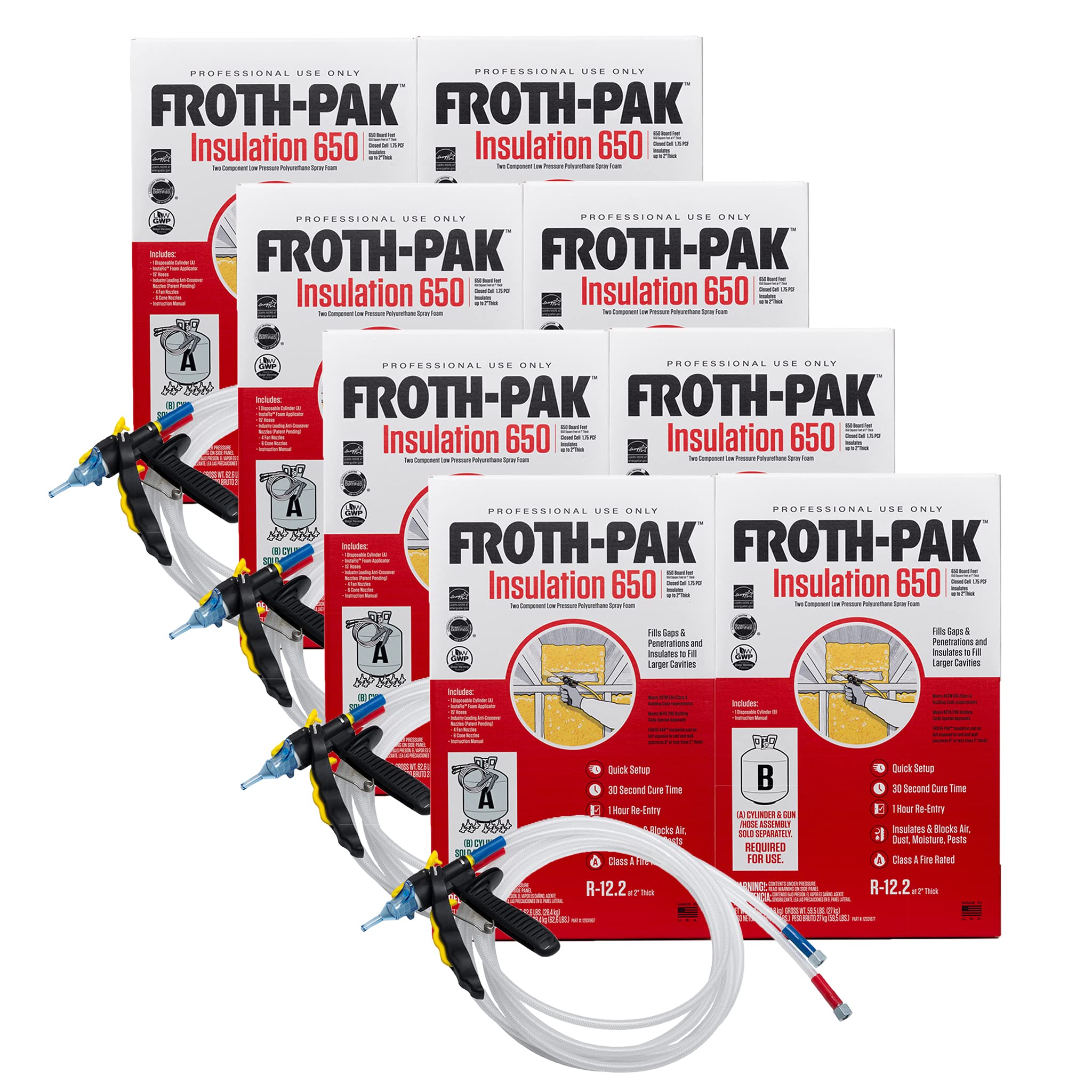 FrothPak 650 Closed Cell Spray Foam Insulation Kit, 15 ft Hose, 2 Part