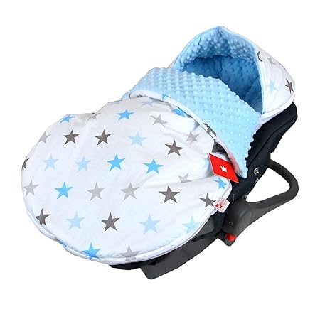 Fußsack SOMMERFUßSACK 90cm Minky Babyschale Kinderwagen Buggy Jogger (4. Blau + Sterne)