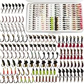 LUREBITE Fly Fishing Flies Assortment Kit | 133pcs Handmade Assortment Dry/Wet Flies, Nymphs, Streamers with Fly Box Included for Fishing Trout, Bass, Salmon