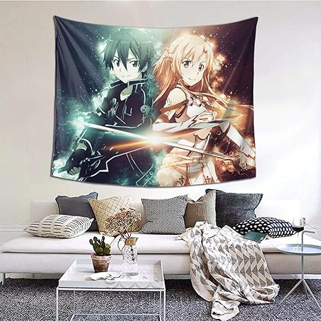 Amazon Co Jp おしゃれ ソードアートオンライン 7 タペストリー 多機能壁掛け リビングルーム ベッドルーム モダンなアート 装飾用品 部屋 おしゃれ飾り 人気 背景布 窓カーテン ホーム キッチン