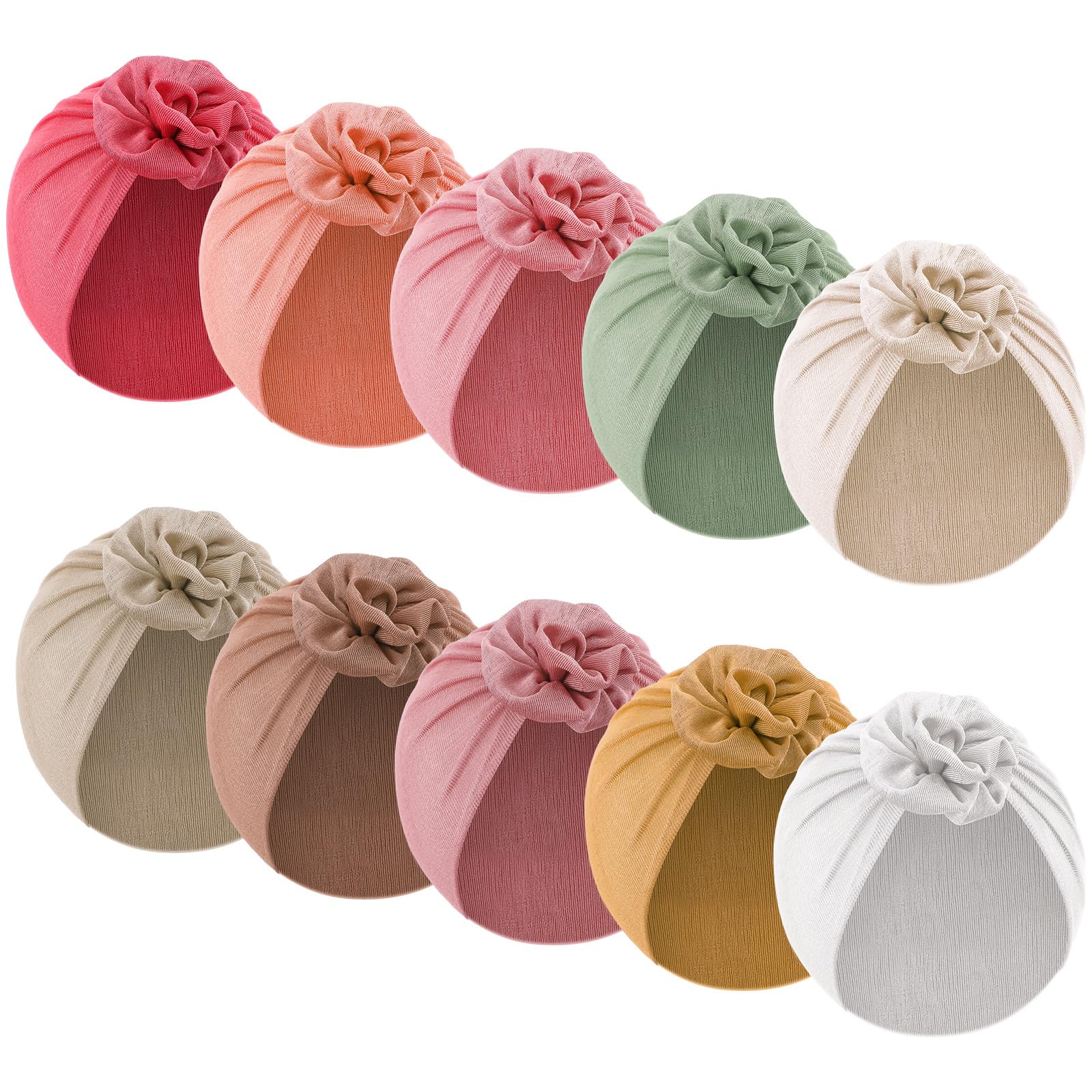 Photo 1 of Velmitten 10 Pcs Preemie Hats Cotton Preemie Caps Bows Turban Premature Baby Boys Girls Hospital NICU Hat (Flower Style)