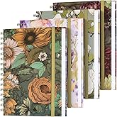 OMEYA Spiral Notebook, 4 Pack A5 Lined Journal for Women, Hardcover Spiral Journal with 2 Pockets, College Ruled Notebooks, Cute Notebook for Office, School Supplies, Gifts (160 Pages, 6.3" x 8.46")
