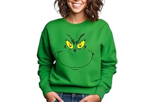 Asher's Apparel Funny Christmas Crewneck Sweatshirt | Ugly Christmas Sweater | Grinch Face Sweatshirt | Adult Unisex Sizing
