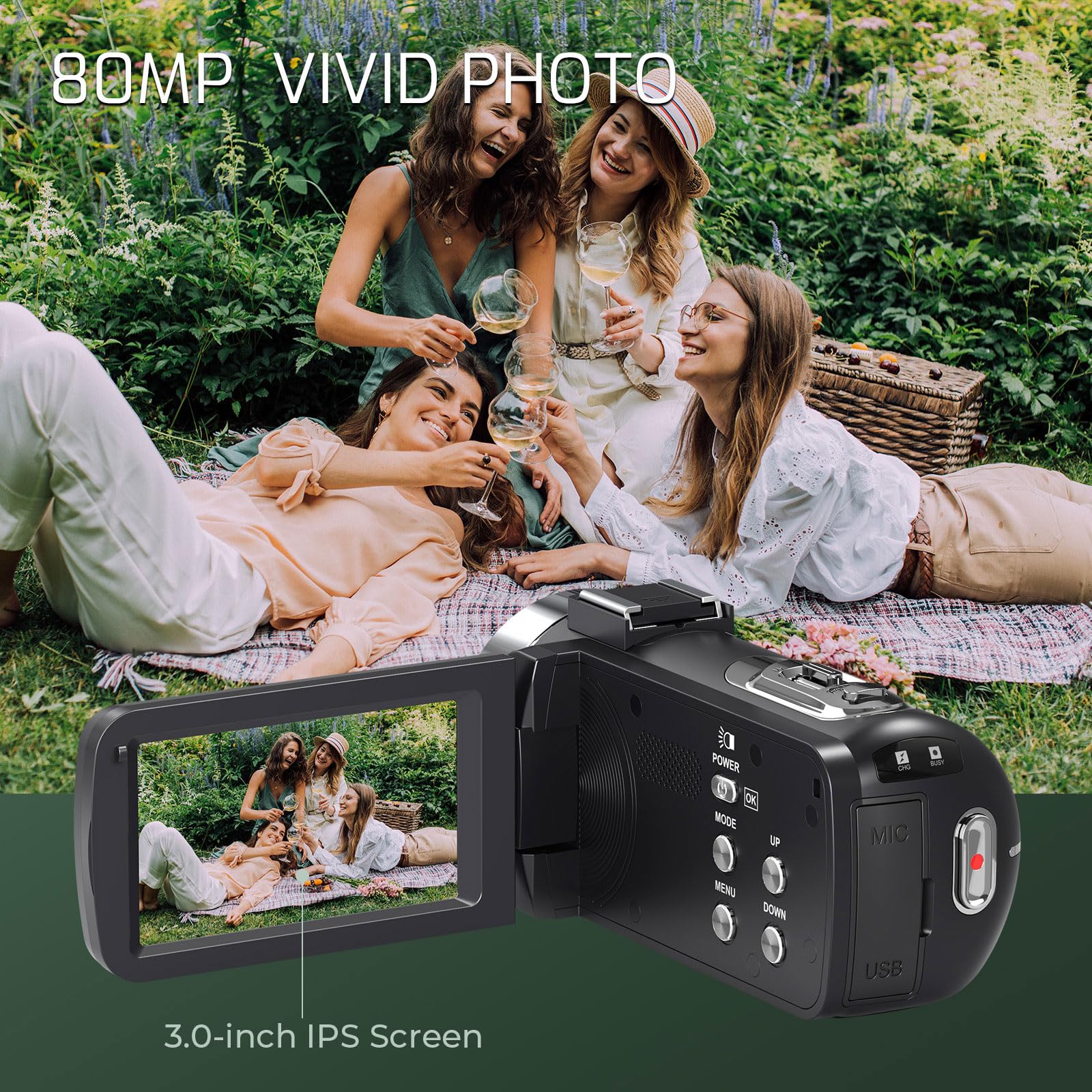 4K Video Camera Camcorder Ultra HD 80MP Vlogging Camera for YouTube 18X Digital Zoom 3.0