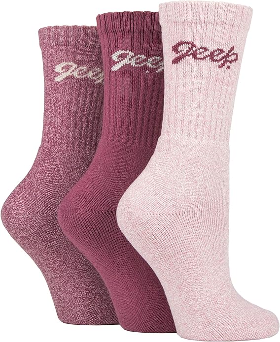 Jeep Ladies 3Pk Jeep Sock Socks & Hoisery Pink One Size Amazon.co.uk
