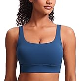 CRZ YOGA Butterluxe U Back Longline Sports Bras for Women - Scoop Neck Padded Yoga Workout Crop Top with Built in Pads