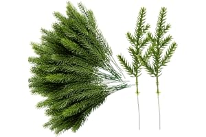 Alpurple 60 Packs Artificial Pine Needles Branches Garland- 6.7 x 2 Inch Green Plants Pine Needles, Fake Greenery Pine Picks for DIY Garland Wreath Christmas Embellishing & Home Garden