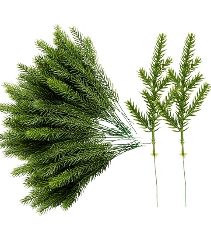 Ramas De Pino Artificial Con Escarcha - 35 Piezas De 31 Cm, Ideales Para Decoración Navideña, Guirnaldas DIY Y Centros De Mesa