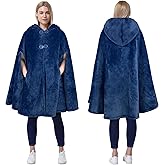 Catalonia Women's Poncho Cape, Oversized Sherpa Fleece Cloak Coat, Snuggly Hooded Wearable Blanket, Gift Idea for Women Mom