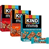 KIND Bar Minis, Variety Pack, Dark Chocolate Nuts and Sea Salt, Dark Chocolate Cherry Cashew, Peanut Butter Dark Chocolate, Healthy Snacks, 3g Protein, Gluten Free, Low Sugar/Calorie Snacks, 30 Count