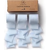 DORIS HOME Baby Blue Chiffon Ribbon for Flower Bouquet, 1.5" x21Yd Fabric Ribbon for Gift Wrapping, Handmade Frayed Ribbon for Wedding Christmas Decorations