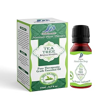 Maimona Natural Pure Tea Tree Essential Oil-Undiluted Oil-Melaleuca Alternifolia-Therapeutic Grade-for Acne, Skin, Hair, Face care, Scars, Dandruff, Aromatherapy, Relaxation, More! - 15ml