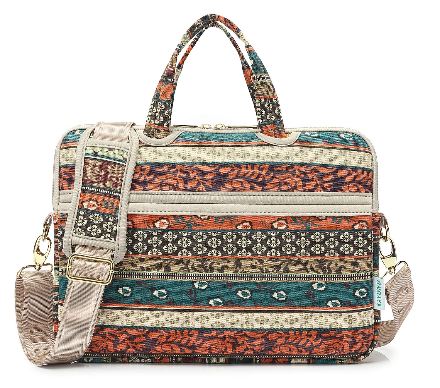 kayond Red Bohemia Patten Canvas Laptop Shoulder Messenger Bag Case Sleeve for 13.3 Inch Laptop and Macbook Air 13，Macbook Pro 13/14 (13-13.3 inch, Red Bohemia) — image 1