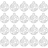 PATIKIL Snowflake Charm, Alloy Winter Christmas Round Snowflake Star Charm Pendants for Jewelry Making DIY Crafting Necklace Bracelet Earring