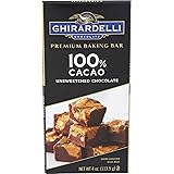 GHIRARDELLI Premium 100% Cacao Unsweetened Chocolate Baking Bar, 4 OZ Bar
