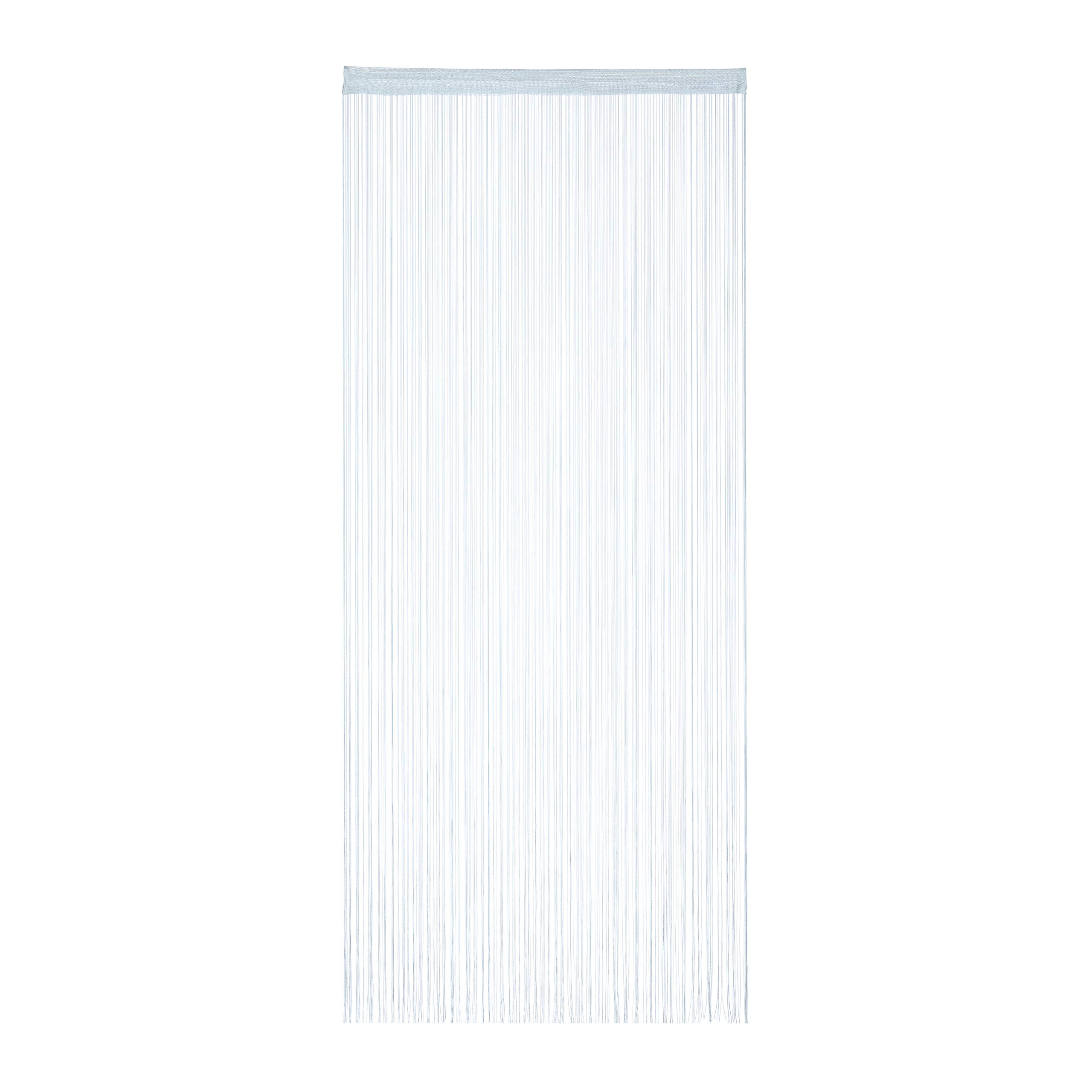 Relaxdays String Curtain, Pull-through, can be shortened, for Doors & Windows, Decorative, Washable, 90 x 245cm, Silver, Polyester