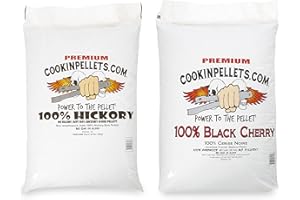 CookinPellets Black Cherry Smoker Smoking Hardwood Wood Pellets, 40 Pound Bag Bundle with CookinPellets Premium Hickory Grill Smoker Smoking Wood Pellets, 40 Pound Bag