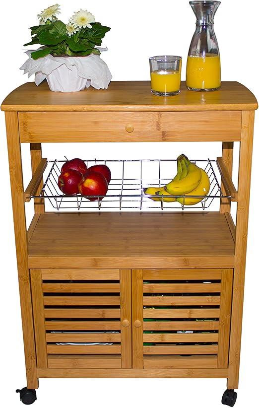 Sunny Times Kuchenwagen Servierwagen Holz Hbt 80 X 60 X 35 Cm Kuchenrollwagen Mit Schublade Und Edelstahlkorb Rollwagen Und Kuchentrolley Bambus Natur Amazon De Kuche Haushalt