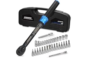 UYECOVE 1/4-Inch Drive Click Torque Wrench Set, 33Pcs Bike Torque Wrench Set (20-240IN.LB/2.3-27.1Nm),Inch Pound Click Torque Wrench with Bit Sockets, 3/8 Adapter, Bicycle Tool Kit