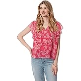 Jessica Simpson Womens Alaina Flutter Sleeve Ruffle Collar Pullover Top Standard