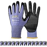 LOCCEF 3 Pairs Safety Work Gloves,Touchscreen Compatible, Superior Dexterity,Level 5/A4 Cut Resistant Work Gloves