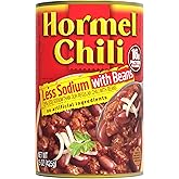 HORMEL Chili | 25% Less Sodium Chili with Beans, 15oz x12 | 25% Less Sodium than our regular Chili with Beans. 16g Protein / serving, Ready to Eat Meals. Great for Rice Bowls, Hot Dogs