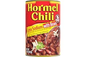 HORMEL Chili With Beans, Less Sodium, (Pack of 12), 15 oz Canned Chili, – 16g Protein per Serving, Gluten-Free - Great for Bowls, Dips, Hot Dogs and Appetitizers