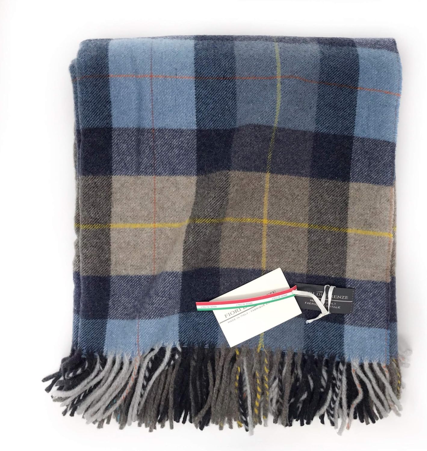 Fiori Di Firenze Classic Wool Throw Blanket Tartan Railroad