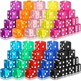 Seenelling 100 Pcs 19 mm D6 Dice Casino Style Craps Dice Sets, Multicolor | Acrylic and Translucent, Square W/rounded Edge for Casino, Craps, Table Games and Board Games