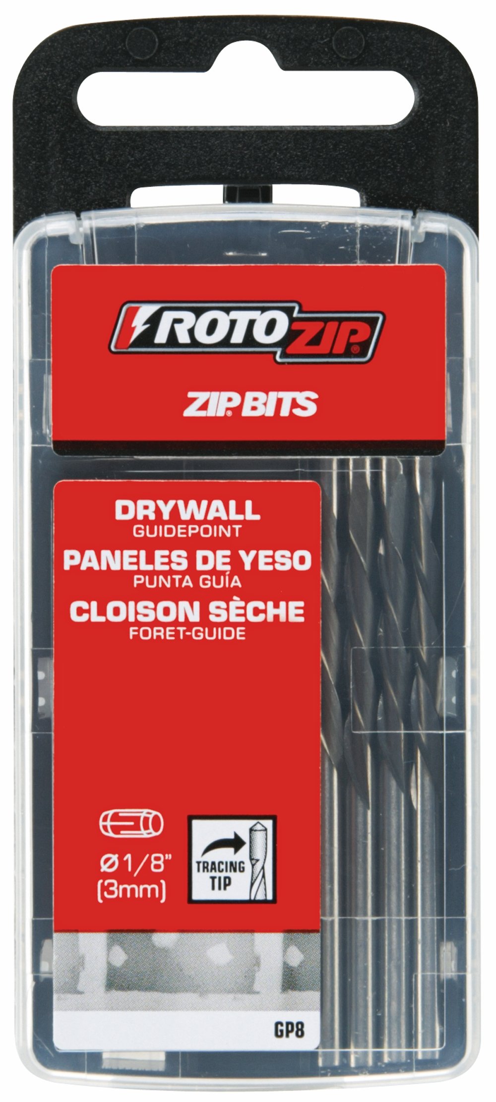 RotoZip GP8 1/8Inch Guide Point Drywall Cutting Zip Bit, 8Pack