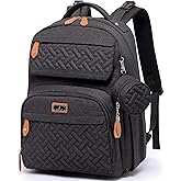 BabbleRoo Diaper Bag Backpack - Travel Large Baby Diaper Bag with Changing pad, Waterproof Baby Bags for Mom & Dad, Unisex Bags with Pacifier Case, Luggage Strap & Stroller Clips– Black
