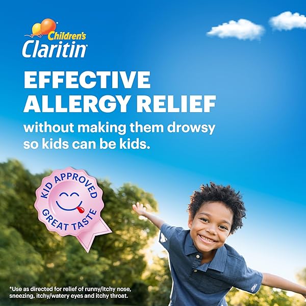 CLARITIN CHILDREN’S ALLERGY MEDICINE, 24-HOUR NON-DROWSY LORATADINE 5MG, ANTIHISTAMINE LIQUID FOR KIDS AGED 2 YEARS AND OLDER, GRAPE FLAVORED, 8 FL OZ.