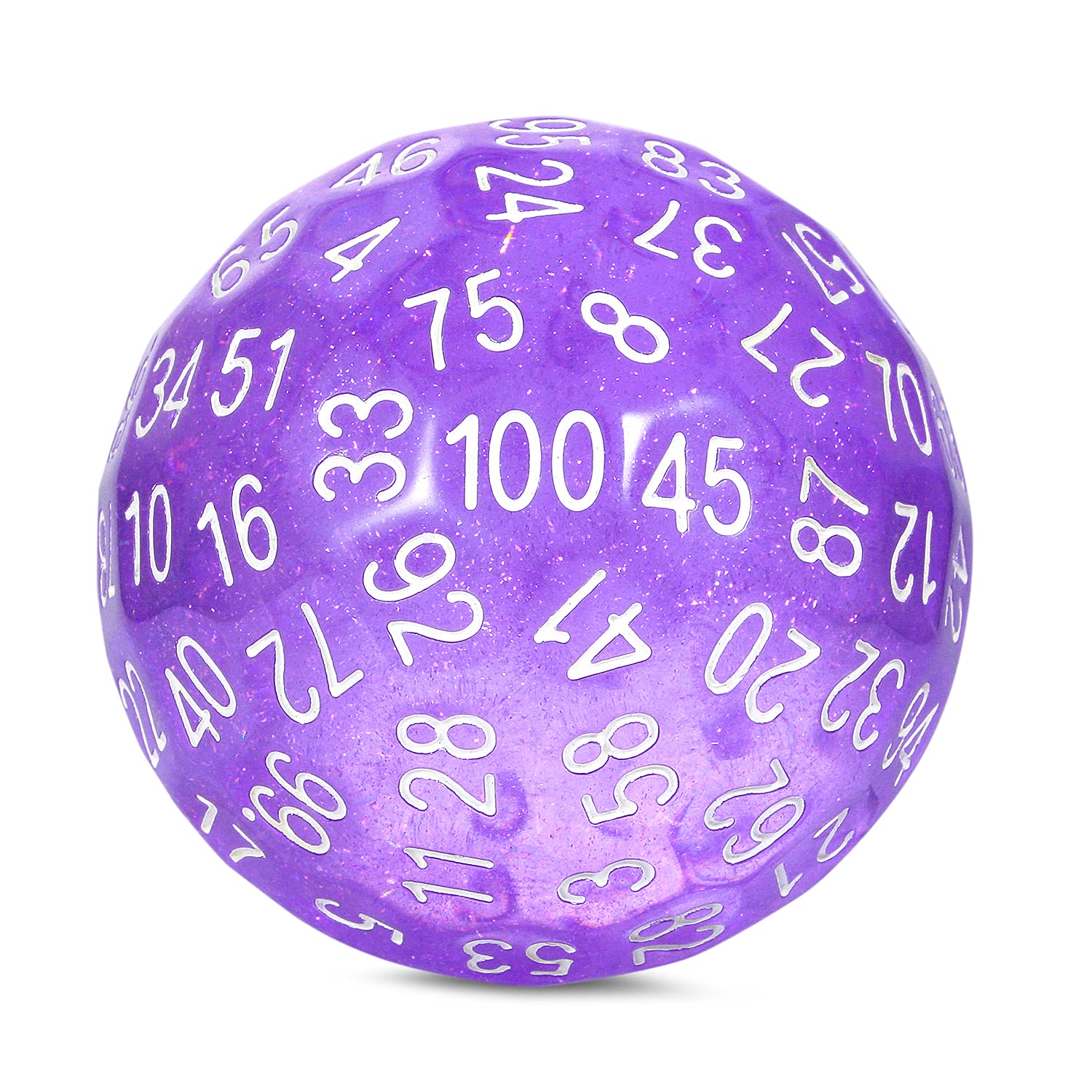 Purple D100 Dice Set DNDND 50mm 100 Sided Die with Translucent Pouch for Dungeons and Dragons DND(Translucent Purple with White Number) — image 1