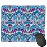 Art Deco Lotus Rising in Teal Blue and Deep Plum