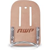 AWP Leather Hammer Holder, Fits Belts Up to 2-1/2in, 1 Pack, Brown | Genuine saddle leather , Riveted reinforcement fits most standard hammers for contractors using tool belts on jobsites