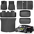 SUPER LINER Tesla Model Y Floor Mats 2025 2021-2024 | Custom Fit All-Weather 9-Piece Set TPE Material| Back Seat Protector,Cargo Liner, Trunk & Interior Accessories(Not Fit 7Seat & Juniper)