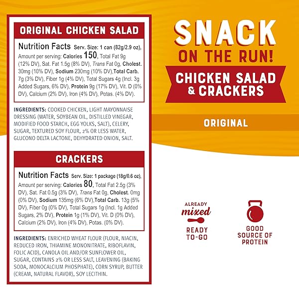 BUMBLE BEE SNACK ON THE RUN CHICKEN SALAD WITH CRACKERS KIT, 3.5 OZ – READY TO EAT, SPOON INCLUDED – SHELF STABLE & CONVENIENT PROTEIN SNACK