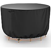 Brosyda Round Outdoor Table Cover, Heavy-Duty Waterproof Patio Furniture Covers, Tear-Resistant Round Patio Table And Chairs Cover, Outdoor Furniture Covers 62" DIA X 28" H-Black