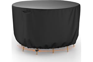 Brosyda Round Outdoor Table Cover, Heavy-Duty Waterproof Patio Furniture Covers, Tear-Resistant Round Patio Table And Chairs Cover, Outdoor Furniture Covers 62" DIA X 28" H-Black