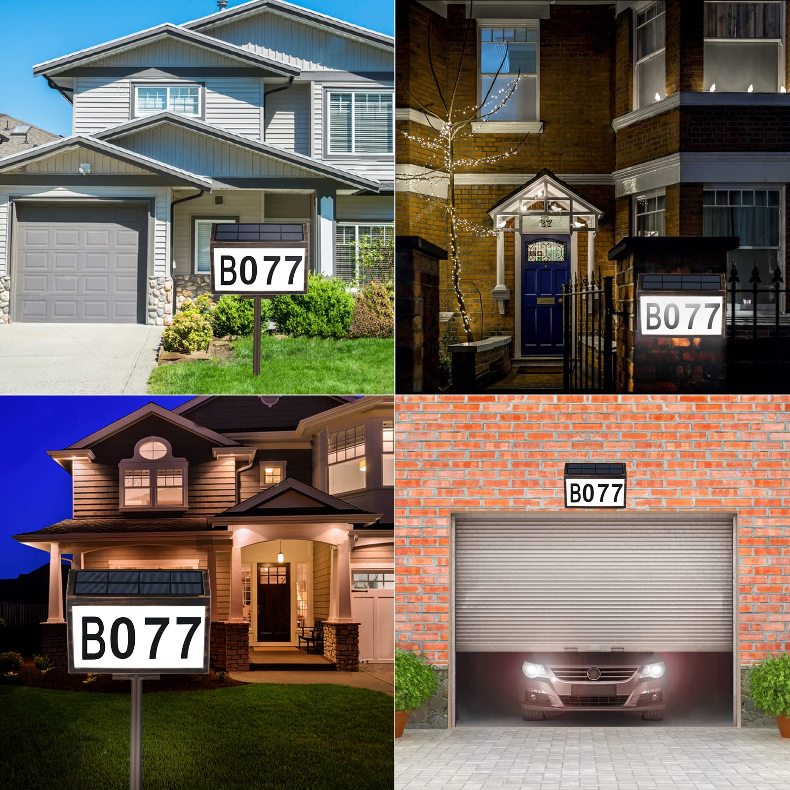 N.thr Dual-use Solar Lighted House Address Numbers Sign,LED Illuminated Waterproof Light Outdoor Address Plaque for Home Yard Garden House Wall-mounted and vertical dual-use Address Numbers Sign