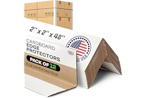 IDL Packaging 2” x 2” x 48” Cardboard Edge Protector (Pack of 12) - Corner Protectors for Shipping, Storage, & Moving – Reinforced Corner Guard Protection for Pallets, Wall Corners, & Furniture