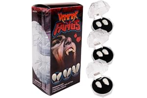 GIRAFFE MANUFACTURING Set of 3 Realistic Vampire Fangs Teeth - Fake Vampire Fang for Adults & Kids - Scarecrow Demon Werewolf Dracula Halloween Costume Cosplay Apparel Fangs - Retractable Wolf Fake Sharp Teeth Accessories