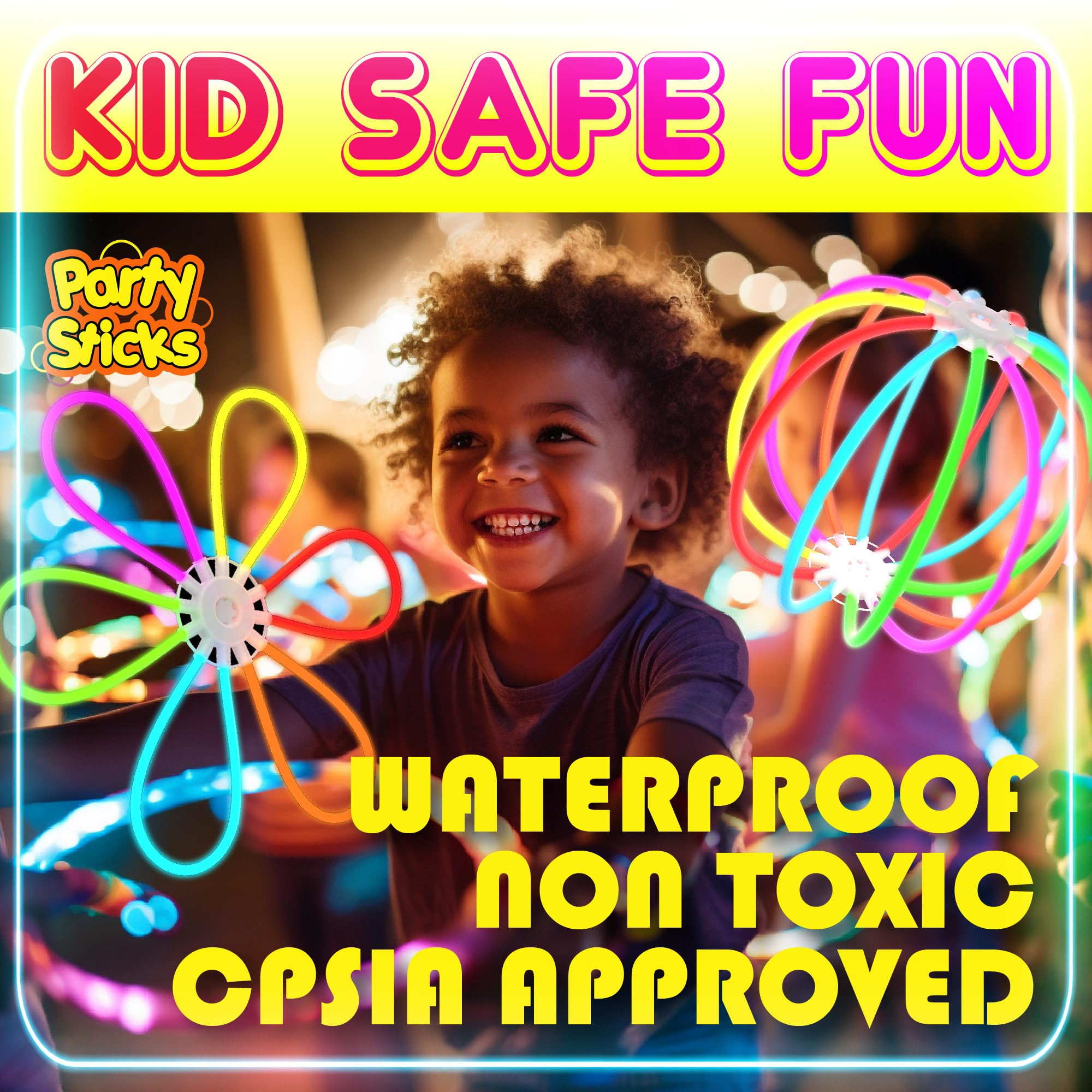 PartySticks 205pc Glow Sticks Bulk Party Supplies - Party Favors for Kids, Glow in The Dark Party Pack - Eye Glasses, Bracelets, & Necklaces - Easter Basket Essentials, Wedding Favors