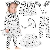 AOTHSO 6 Pieces 101 Days of School Girls and Toddlers Dalmatian Dog Costume Set Headband Long Sleeve Pants Tail Tutu Skirt