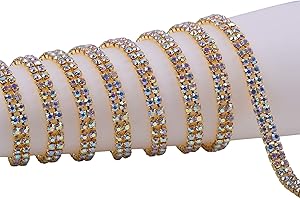 KAOYOO 2 Rows 2 Yards Crystal Rhinestone Close Chain Trim for Sewing Craft,DIY Decoration,4.0mm/0.16"